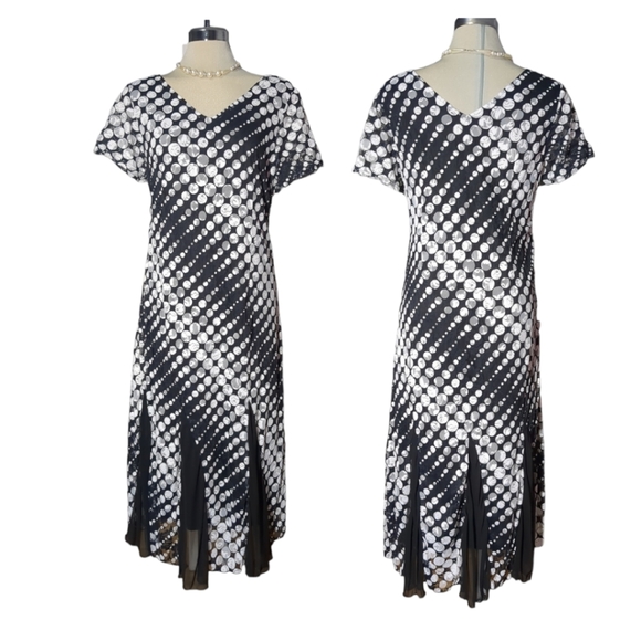 *New* MACCINE Luxury Black and White Polka Dot Dress Size XL - Picture 8 of 15